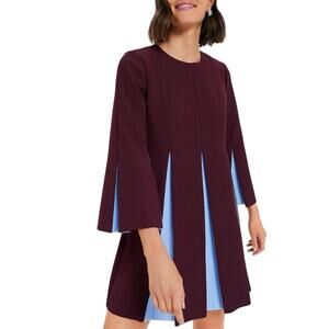 Tuckernuck Maroon and Sky Blue Flare Sleeve Mini Dress
